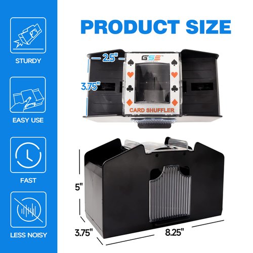 GSE 4-Deck Automatic Card Shuffler, AC/DC-Power & Battery-Operated Electric Shuffler Machines for Playing Cards, Blackjack, Texas Hold'em, Canasta, Bridge, Rummy, UNO, Trade Card Games