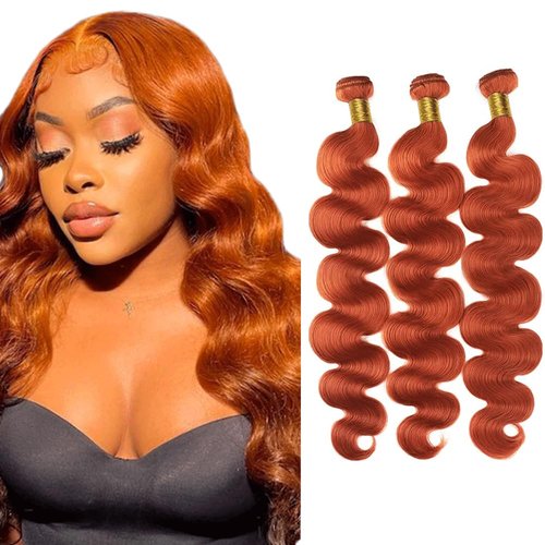 Ginger Bundles Color 350 Body Wave Human Hair Bundles Color 350 Orange Bundles Human Hair 3 Bundles 14 14 14 Inch Ginger Orange Bundles Hair Extensions