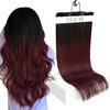 Ugeat Balayage Clip in Hair Extensions Black to Wine Red Hair Extensions Clip ins Real Human Hair Ombre Black to Burgundy Clip in Human Hair Extensions Full Head 16 Inch 7pcs 120g(105g Hair+15g Clips)