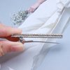Iaceble Boho Rhinestone Bar Hair Clip Barrette Crystal Rectangular Side Clip Bobby Pin Silver Cz Row Hair Barrettes Shining Weddings Bridal Hairclips Decorative Hair Accessories for Women and Girl