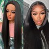 Aubree Black Lace Front Wigs Glueless Pre-plucked Natural Hairline Synthetic Lace Front Wigs Long Straight Frontal Lace Wigs for Fashion Women