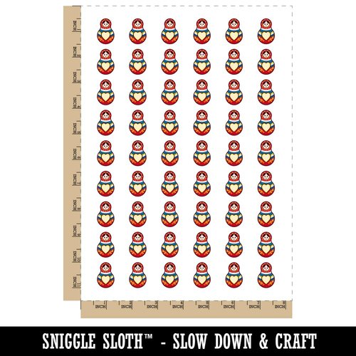 Matryoshka Babushka Russian Nesting Stacking Doll Temporary Tattoo Water Resistant Fake Body Art Set Collection - 54 1" Tattoos (1 Sheet)