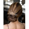 SWEETV Flower Bride Wedding Hair Comb Pearl Bridal Crystal Leaf Gold Headpiece Rhinestones Handmade Jewelry for Women and Girls