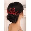 Kercisbeauty Red Crystal Hair Comb for Women Wedding Bridal Hair Piece Boho Hair Accessories for Prom Party