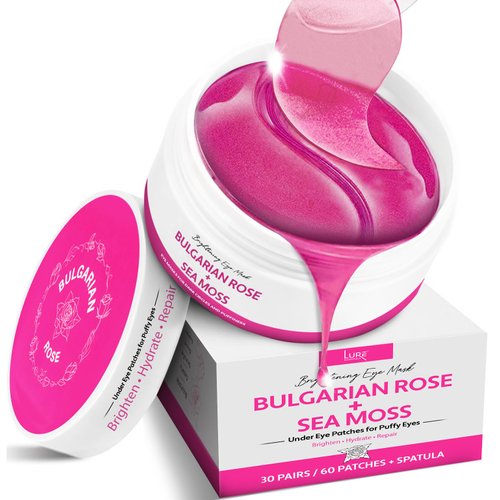 Under Eye Mask Under Eye Gels with Irish Sea Moss Bulgarian Rose and Hyaluronic Acid 60 Eye Gels (30 Pairs) Eye Masks for Men and Women