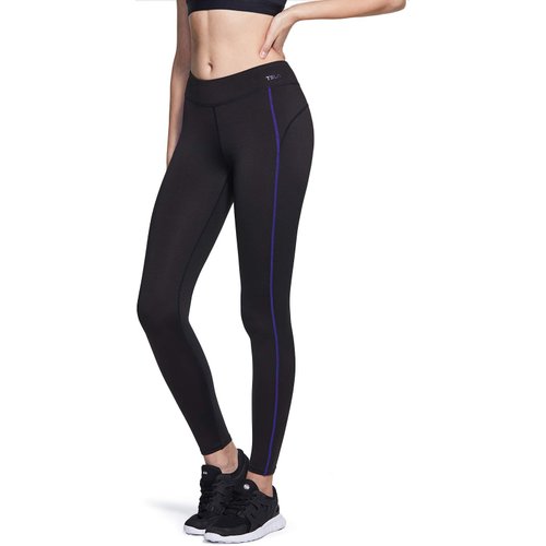 TSLA Women's Thermal Long Johns Underwear Pants, Fleece Lined Leggings, Winter Compression Tights, Heatlock Long Pants Black & Purple, Medium