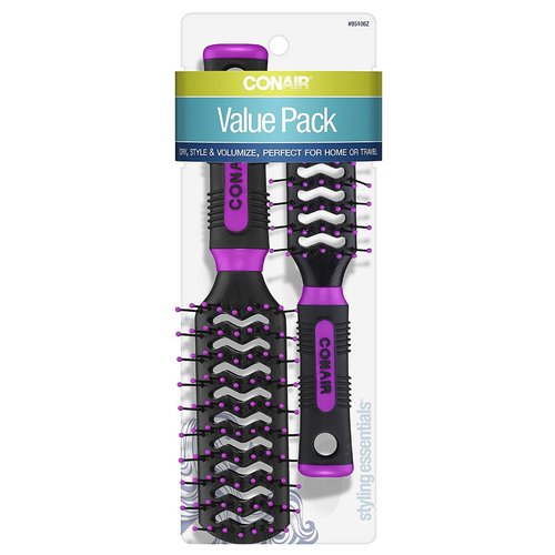 Conair Salon Results Vent Hairbrush Set - Detangling Hairbrush - hair brushes for women - Travel Hair brush + Full-size Hairbrush