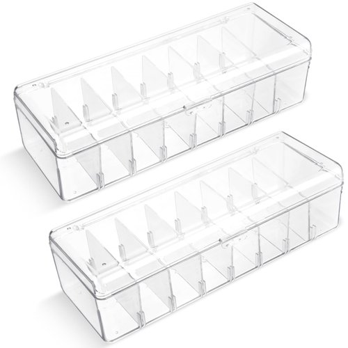 Wenqik Trading Card Storage Box Plastic Card Storage Box Transparent Playing Card Case with Removable Dividers Storage 560 Standard Cards(2 Pcs)