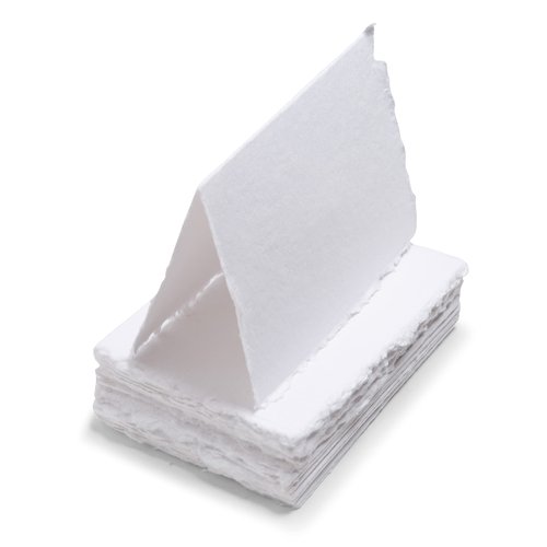 WANDERINGS Handmade White Deckle Edge Blank Greeting Cards - Folded to 5x7” - Pack of 25 - Writers, Artists, Crafters - Thank Yous, Invitations, Menus, Greeting Cards, Notes - 150 GSM