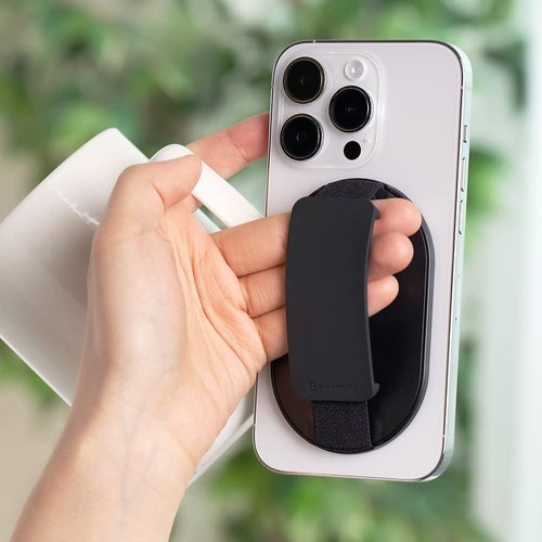 Sinjimoru for MagSafe Grip, Magnetic Phone Grip for MagSafe Stand, Strong Magnetic Phone Holder for iPhone 16 15 14 13 12. M-SGrip Black