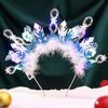 Urieo Christmas Snowflake Light up Headband White Beads Headbands with LED Lights Beaded Fluffy Ball Costume Party Hair band for Women