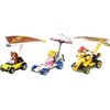 Hot Wheels Mario Kart Vehicle 3-Pack Set of Toy Cars with Gliders Inspired by Tanooki Mario, Princess Peach and Bowser