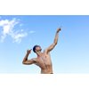 ARENA Python Racing Swim Goggles for Men and Women, UV Protection, Anti-Fog, Dual Strap, Non-Mirror Lens, Blue/White Sky