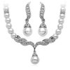 Pearls Bridal Bridesmaid Prom Tiara Crystal Rhinestone Jewelry Set Wedding Veil J3 (White)