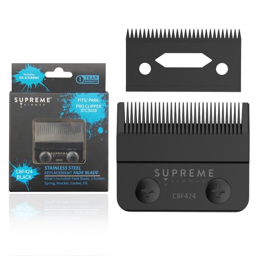 Supreme Trimmer Replacement Fade Blade CBF424 | Steel Blade for Hair Clippers | Black