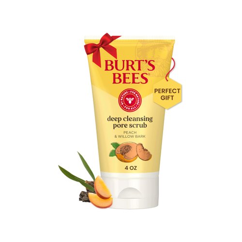 Burt's Bees Deep Cleansing Pore Scrub with Peach and Willow Bark, 4 Ounces, Pack of 3