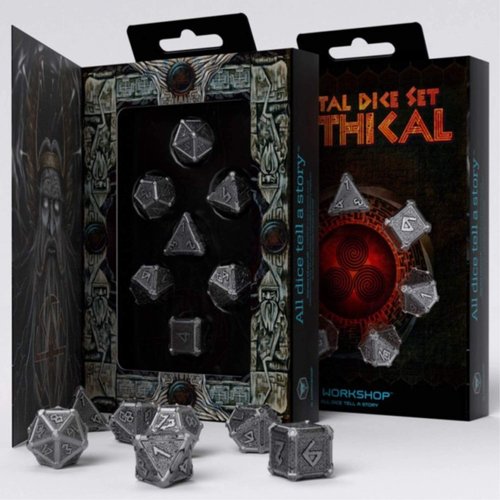 Q-Workshop Metal Mythical 7 Polyhedral Ornamented Dice Set