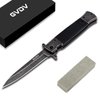 GVDV Pocket Knife Folding Knives, Cool Pocket Knives for Men Christmas Day Gift, 7Cr17 Stainless Steel Knife Set with Sharpening for Fishing Camping Hunting Hiking, Black Stonewashed