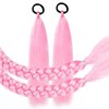 Kids Ponytail Extension With Hair Tie, Pink Ponytail Extension, Crazy Hair Day Colored Hair Extensions for Kids, Festival Hair Rave Hair Extensions 2 Packs 25 inch