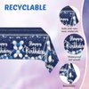 Navy Blue and Sliver Birthday Decorations Happy Birthday Party Tableware Set Happy Birthday Tablecloths and Plates Napkins Party Dinnerware for Men Women Kids Birthday Party Supplies