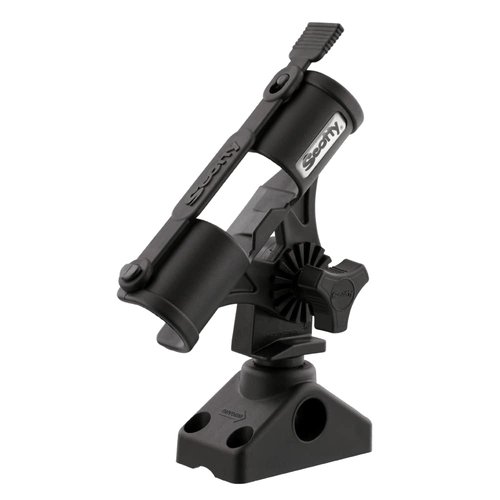 Scotty #265 Fly Rod Holder w/ #241 Side Deck Mount, Black, Small