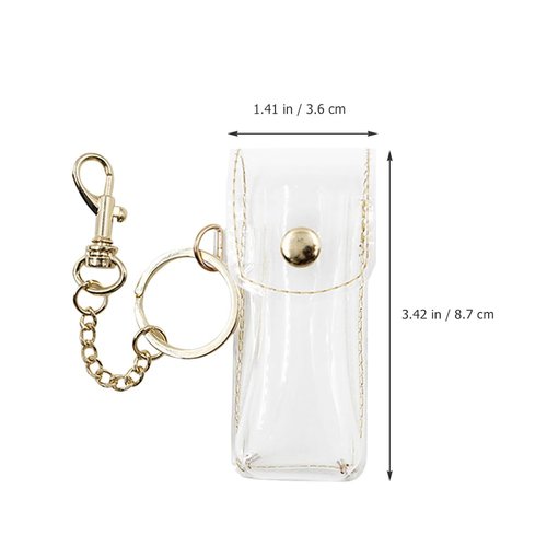 PACKOVE Lipstick Case Keychain Clear Lipstick Pouch Mini Chapstick Holder Chapstick Keychain Holder Clear Chapstick Holder Lip Balm Holder Lip Balm Keychain
