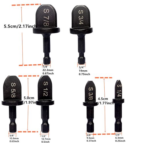 6pcs HVAC Repairing Set Air Conditioner Copper Tube Expander Swaging Tool Manual Pipe Swage Expander Drill Bit Soft Copper Tubing Bit with 1/4'', 3/8'', 1/2'', 5/8'', 3/4'', 7/8' Bits
