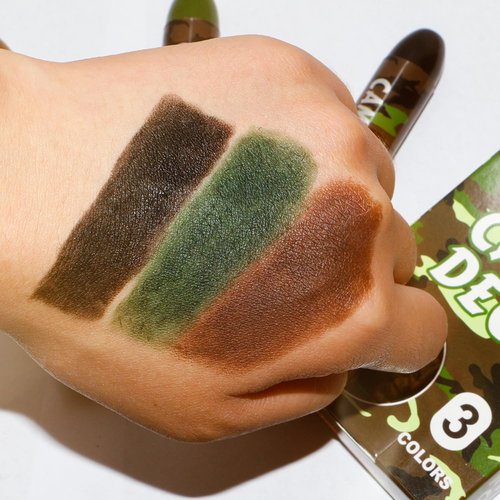 MeiduGaga Camo Face Paint Sticks 3 Colors Green Black Brown for Hunting Outdoor Sports SFX Makeup Football Party, Camouflage Hunting Face Painting, Easy to Color and Wash