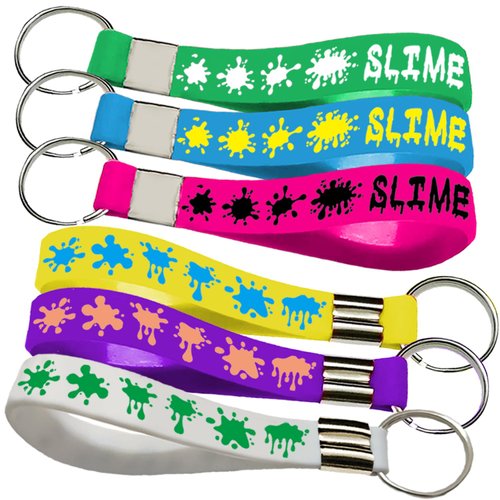 Oringaga 24PCS Rainbow Slime Silicone Keychains Slime Rubber Keyrings -Art Paint Party Supplies Decorations Birthday Baby Shower Party Favors Prize