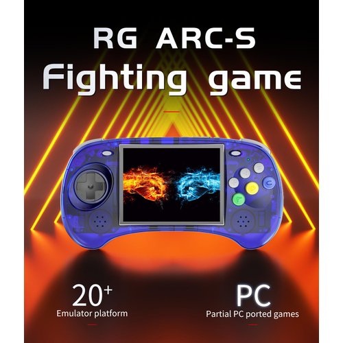 RG ARC-S Retro Handheld Game Console 4 in IPS Screen Linux System RK3566 CPU 64Bit Video Game Player Built in 3500 mAh Battery Compatible with Bluetooth 4.2 and 5G WiFi(Blue T)