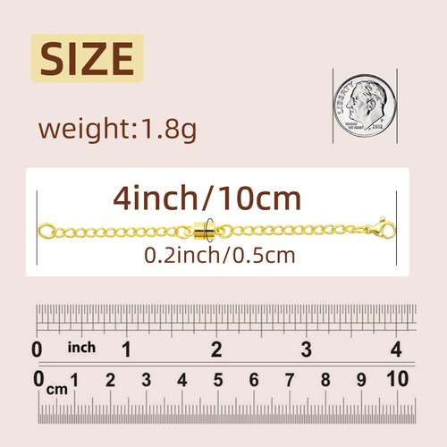 OHINGLT Necklace Extender Magnetic Necklace Clasps and Closures,Adjustable Necklace Extenders Gold and Silver Chain Extension for Necklaces Magnetic Clasps