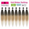 Pre Stretched Braiding Hair Ombre Brown Blonde 36 Inch 8 Packs Long Braids Itch Free Hot Water Setting Synthetic Fiber Yaki Texture Crochet Braiding Hair Extensions for Women