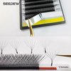 SEEDEW 6D Lash Extensions, 0.07mm D Curl 10mm 12 Rows/Tray, W Shape Flat Stem, Korean PBT Mega Volume False Eyelashes Grafting for Beginner Artist, Lash Tech, Beauty Salon(6D-Matte Black-0.07-D-10mm)