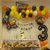 Construction Themed 3rd Birthday Party Balloon,40 Inch Big Mylar Foil Construction Number Balloon 3 Black for kids Birthday Party Decoration，Construction Themed Party Decorations Supplies