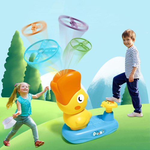 ETPlanet Outdoor Toys for Kids Ages 4-8, Duck Flying Disc Launcher, Summer Outside Yard Activities Toddler Chasing Toy 3 4 5 6 7 Year Old Boys Girl Family Backyard Games Christmas Birthday Gifts