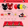 Mickey Mouse 2nd Birthday Party Supplies Oh Twodles Theme Party Decorations Includes Felt Banner,Welcome Hanger Door Sign, Tablecloth,Cake Cupcake Toppers,Mickey Head Balloons, 12 Latex Balloon,