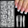 LoveOurHome 600pc Square Gel x Nail Tips Long Fake Nail Clear Full Cover False Nail Tips Square Artificial Fingernails Soft Gel X Nail Art Tips for Acrylic Nails Gel X Extension Press Nail Making