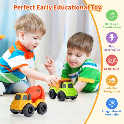UOYLEYVN Toddler Toys for 1 Year Old Boy, Dump Truck Toys and Mixer Cement, BPA Free, Phthalates Free, PVC, Outdoor Toys for Toddlers 1-3, Ideal Toy Cars for 2 3 4 Year Old Boy Christmas Birthday Gift