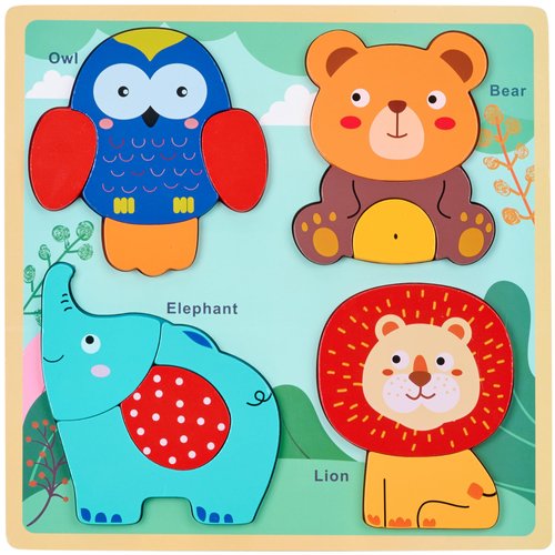 Montessori Mama 4-in-1 Wooden Toddler Puzzles Ages 1-3 - Montessori Toys for 1 Year Old Animal Puzzle - Educational Learning Toys Baby Puzzle 12-18 Months - 2 Year Old Puzzle