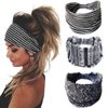 Bohend Boho Headbands Wide knotted Hair Bands Fashion Printing Bandeau Travel Stretchy Cotton Headband Sport Yoga Hair Accessories for Women and Girls (D)