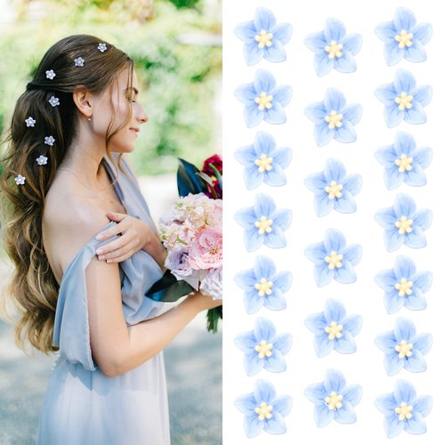 YISSION 20Pcs Mini Flower Hair Clips for Girls Women Cute Hair Pins Small Hair Clips Lily Flower Clips for Hair Wedding Hair Barrettes Bridal Hair Accessories for Girls Women Blue