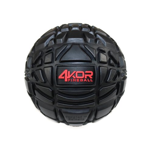 4KOR Fitness Massage Ball for Deep Tissue Myofascial Trigger Point Release, Physical Therapy, and Muscle Relief - 1 Grippy Mobility Roller Ball - 3.2 Inch Black Fireball