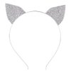 AKOAK 1 Pack Crystal Rhinestone Metal Cat Ear Headband - Amazing Crystal Party Decorations Halloween Cosplay Costume Cat Ear Headpiece (Silver)