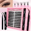 Fluffy Lash Clusters Kit 200pcs DIY Lash Extension Kit, Wispy Lash Clusters Kit Natural 8-16mm Thick Volume Eyelashes Extension Kit with Lash Bond and Seal and Lash Tweezers.(200P-5K-Kit)