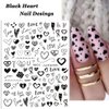 SINSEN Heart Nail Stickers - 6 Sheets Hearts Nail Decals for Women - 3D Self Adhesive Heart Nail Art Stickers - Black Red Heart Love Angel Cupid Nail Designs DIY Valentines Manicure Decorations
