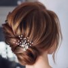 Allereyae Pearl Wedding Hairpins Barrette Pearl Flower Hair Pins Barrette Silver Pearl Bridal Headpieces Decorative Head Clip Headwear Bridal Hair Accessories for Women (Silver)
