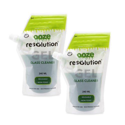 Ooze Resolution Gel Glass Cleaner (2 Pack 240ml Each) - Liquid Cleaning Solution Natural Clay-Based Non-Toxic Formula Glass and Metal Cleaner - Reusable - Non Abrasive Grunge Off