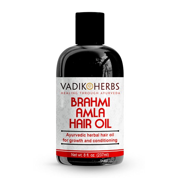 Vadik Herbs Brahmi Amla Hair Oil (8 oz) Ayurvedic herbal hair growth oil and hair conditioning oil with Rosemary Oil | Great for hair loss, balding, thinning, for beard growth,scalp treatment