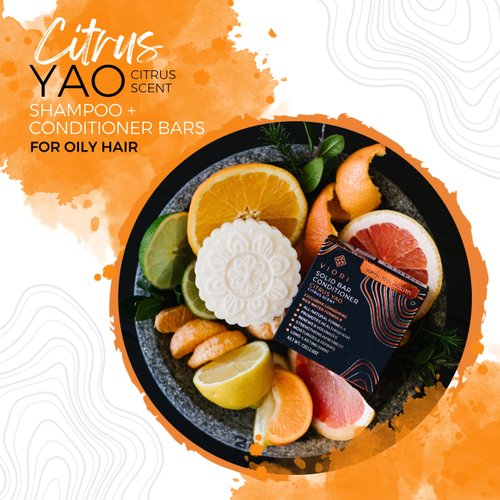 Viori Citrus Yao Shampoo Bar Made with Rice Water - Handcrafted All Natural Shampoo Bars - Sulfate Free Shampoo