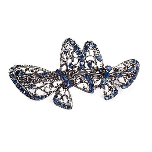 Women Crystal Hair Barrettes Vintage Spring Clips Fancy Hair Clip Rhinestones Butterfly Hair Pins (A #)